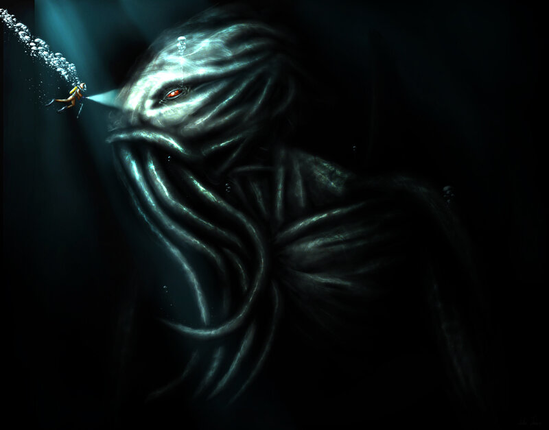 Diver encounters sea monster
