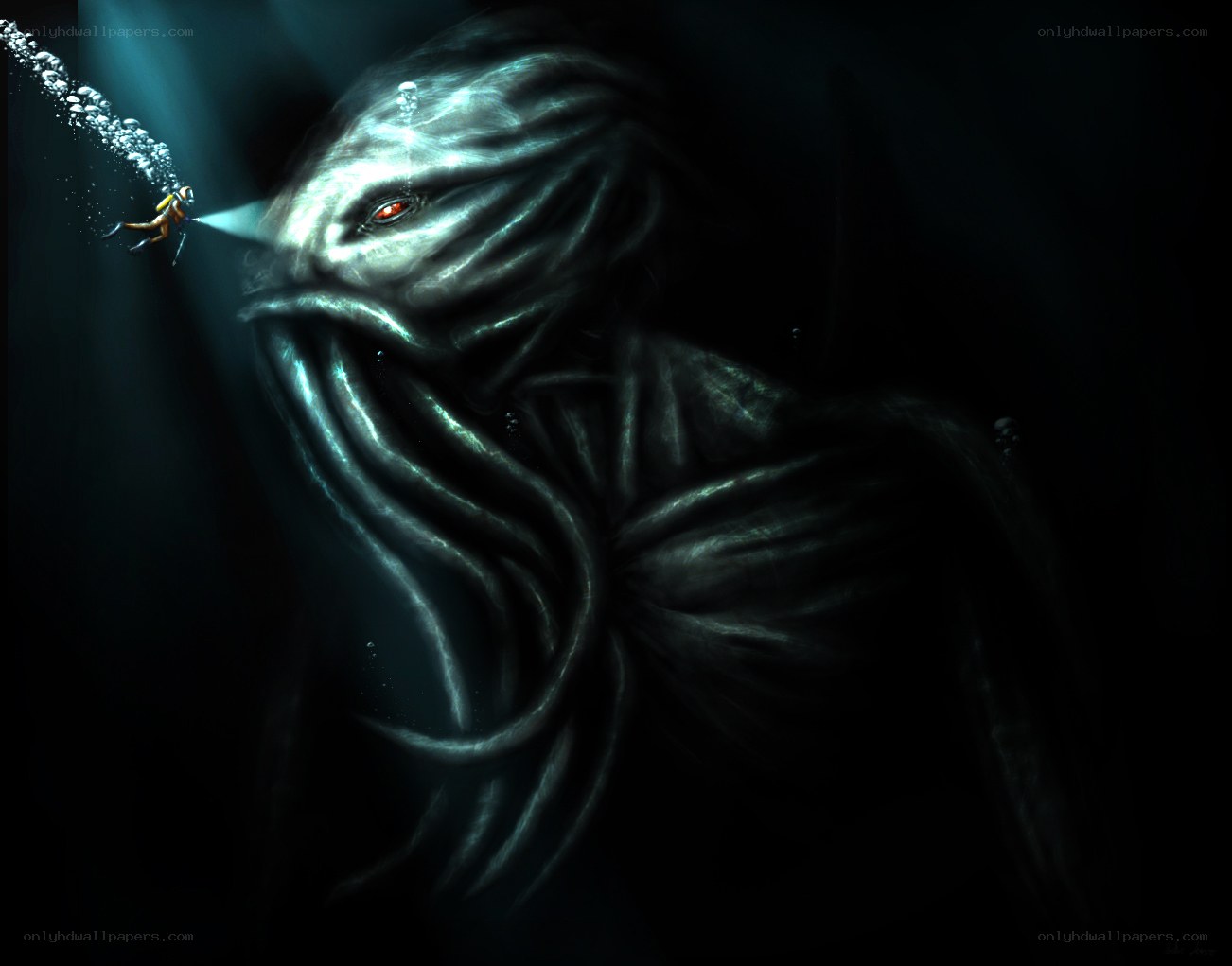 Diver encounters sea monster