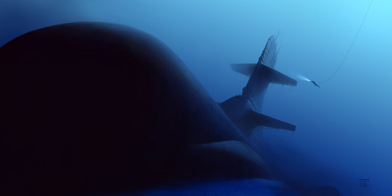Diver explores sunken plane