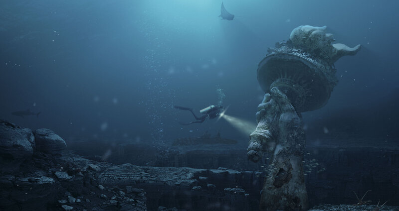 Diver Exploring Ruins