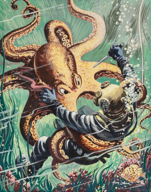 Diver Fighting Octopus