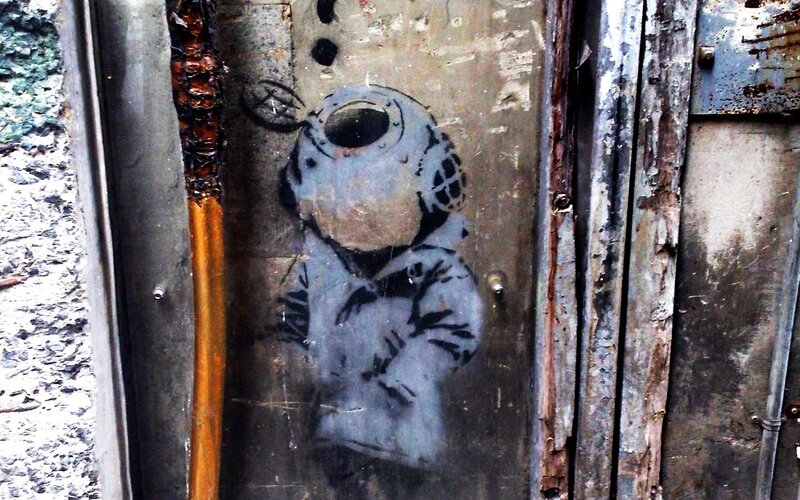 Diver Graffiti on Door