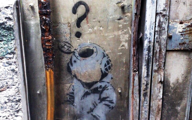 Diver Graffiti on Metal