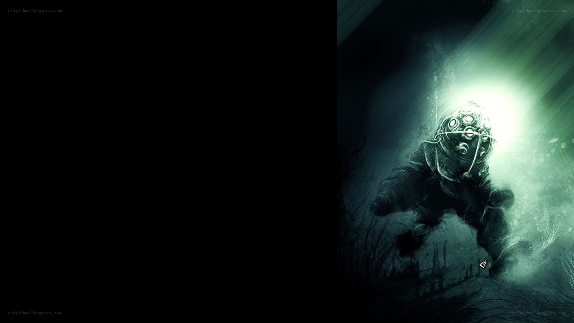 diver in dark underwater