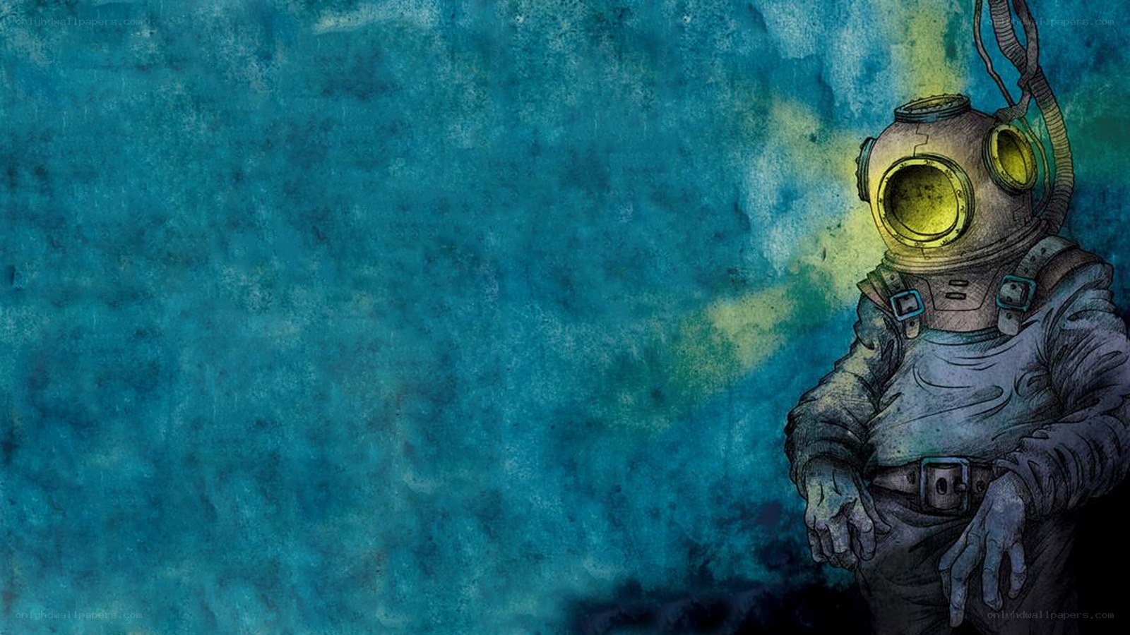 diver in deep blue water