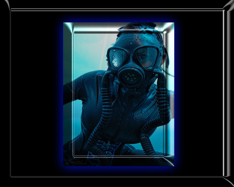 diver in gas mask underwater