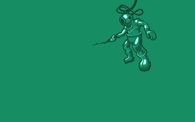 diver in green suit