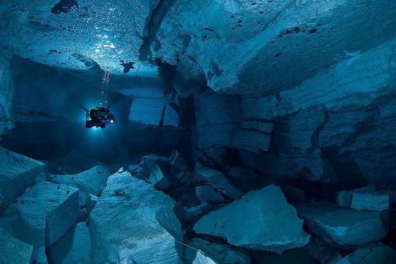 Diver in Ice Cave