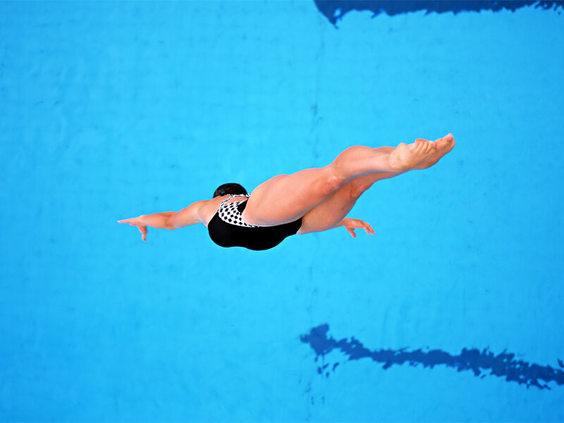 Diver in Mid-air — Blue
