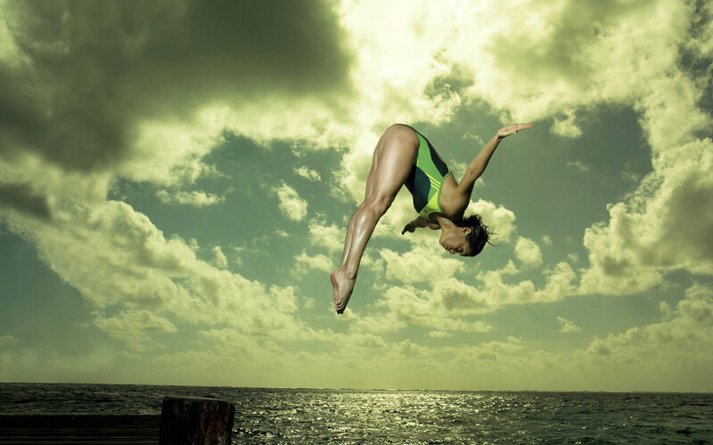 Diver in mid-air