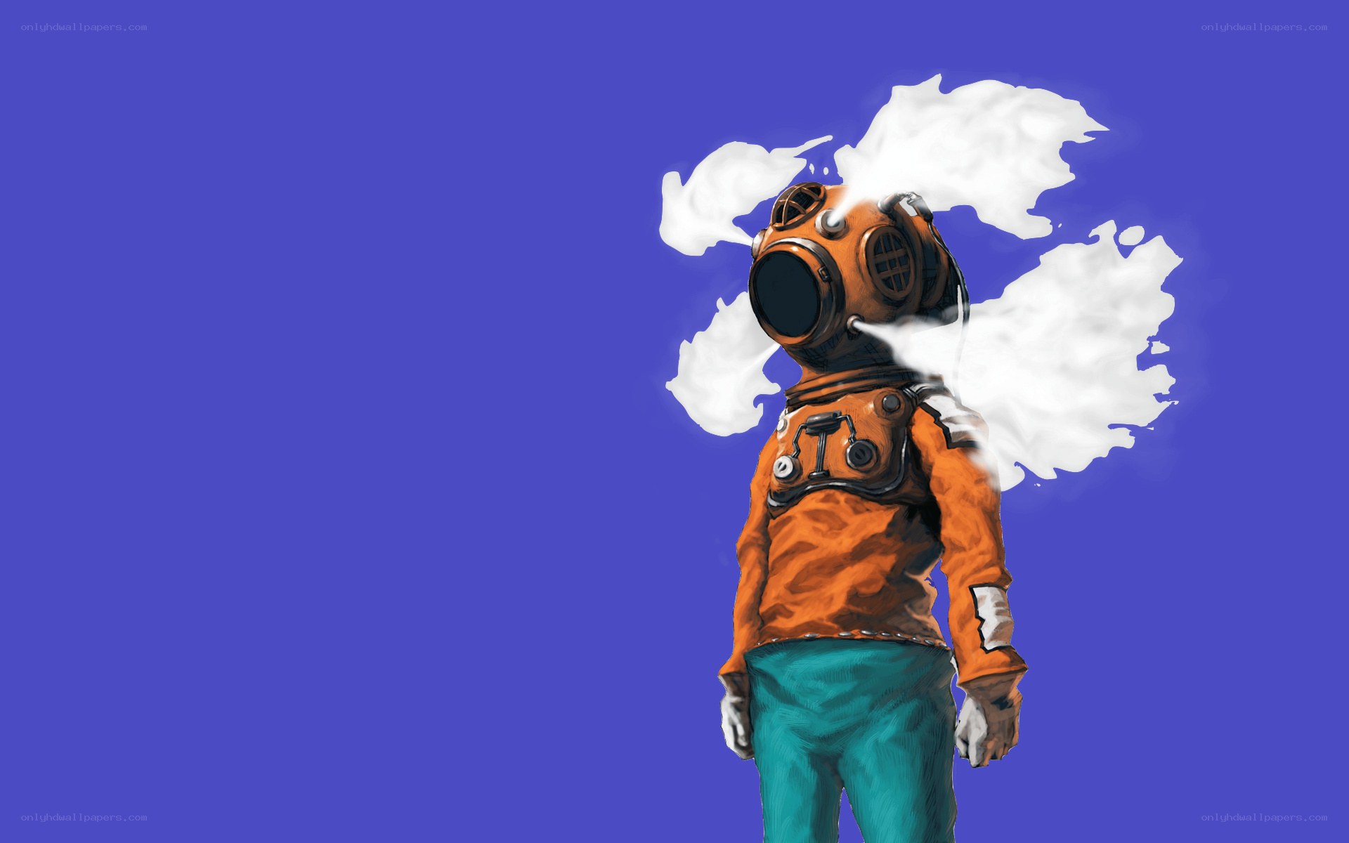 diver in orange suit