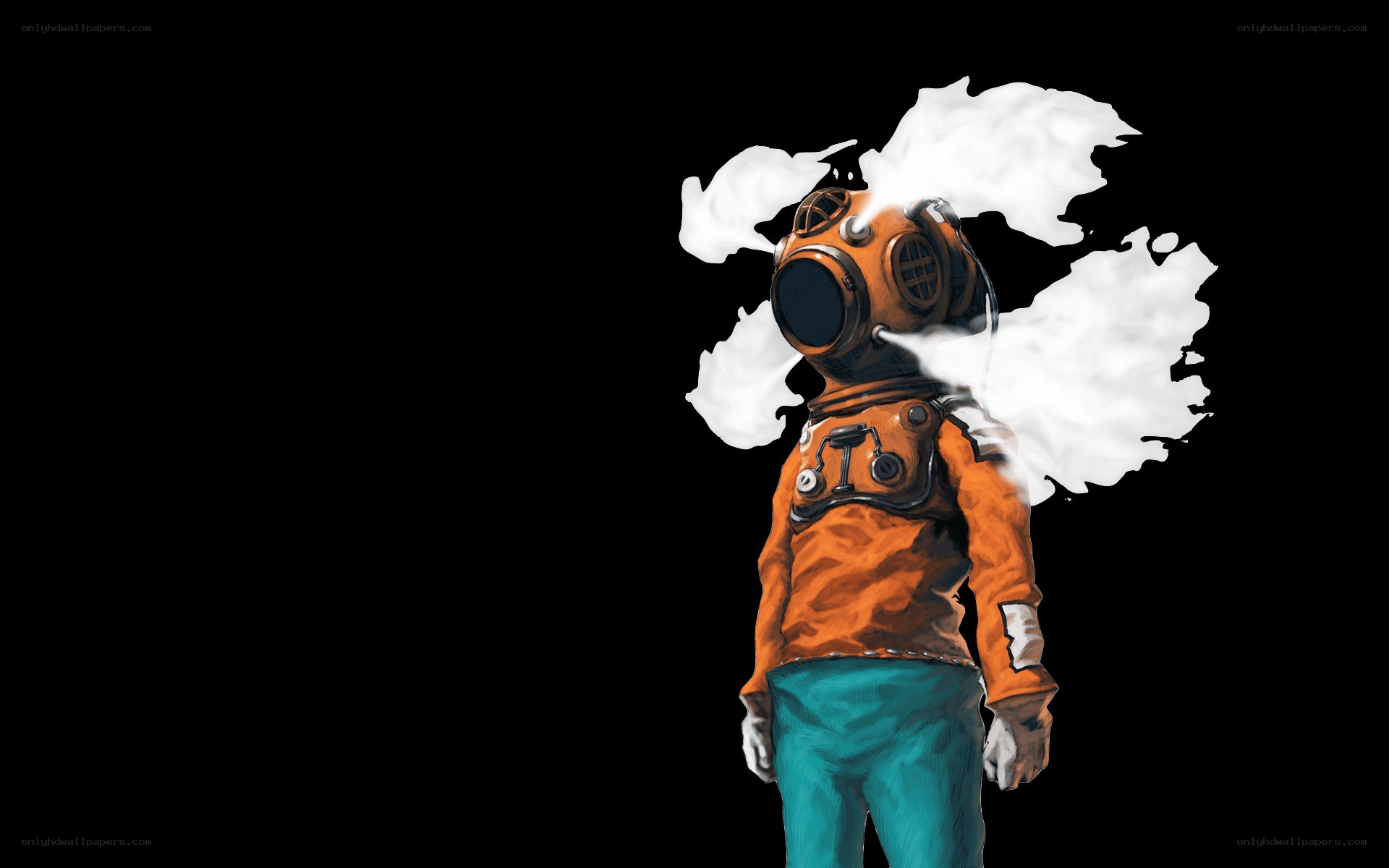diver in orange suit