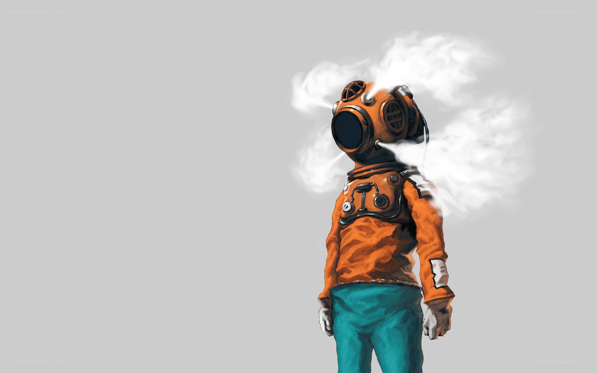 diver in orange suit