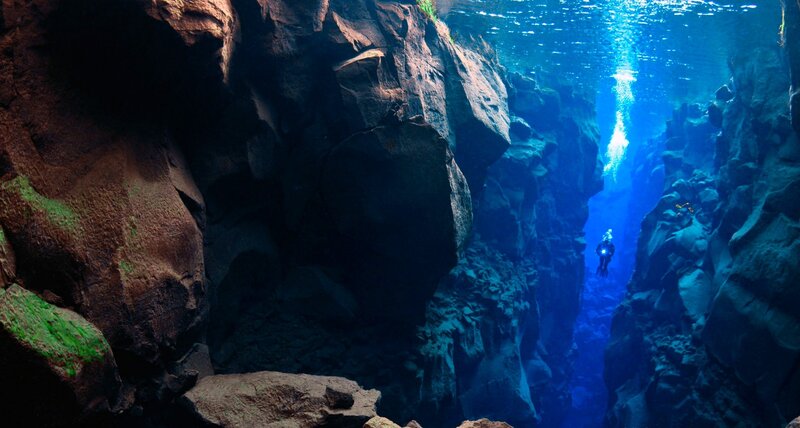 Diver in Underwater Canyon