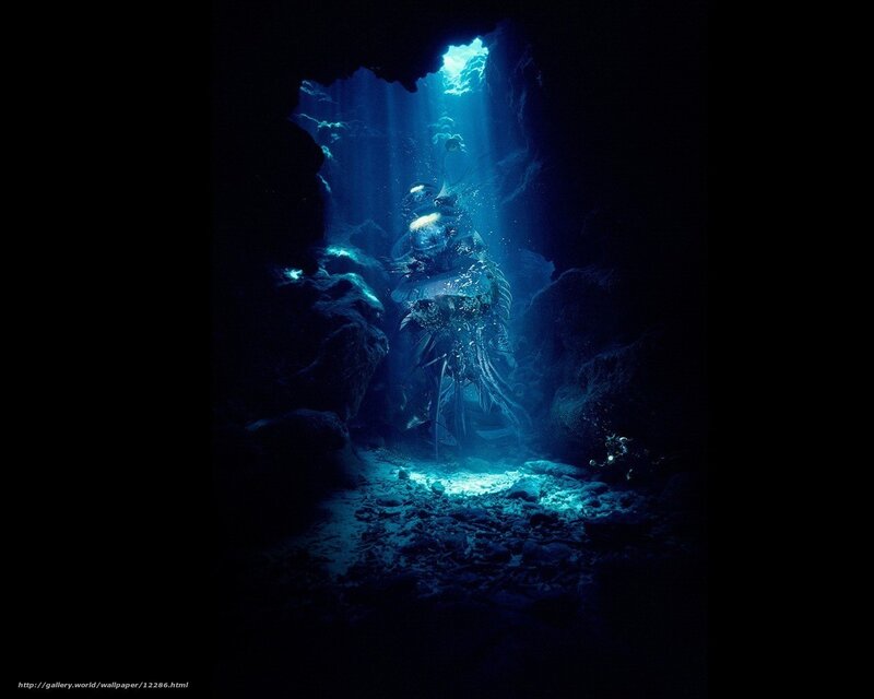 Diver in underwater cave