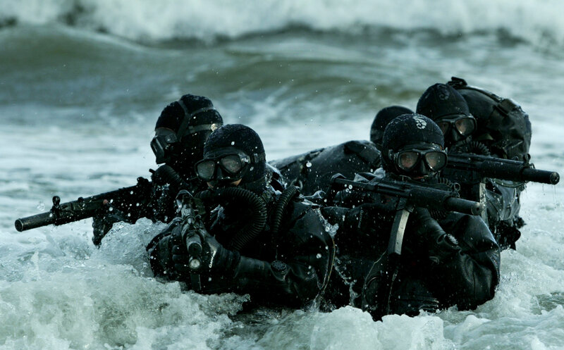 Diver Soldiers in Water