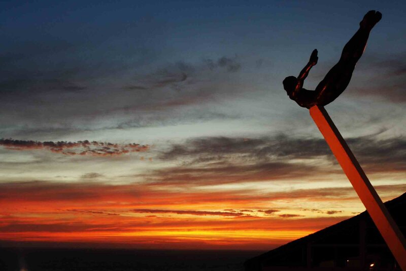 Diver Statue Silhouette