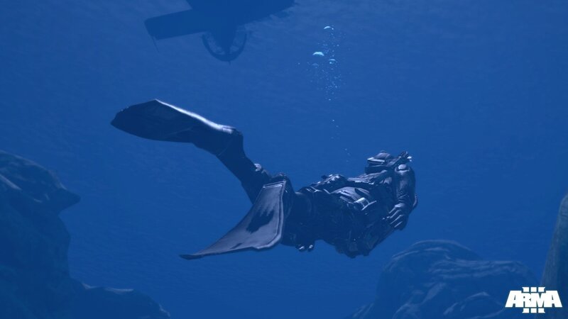 diver underwater in game