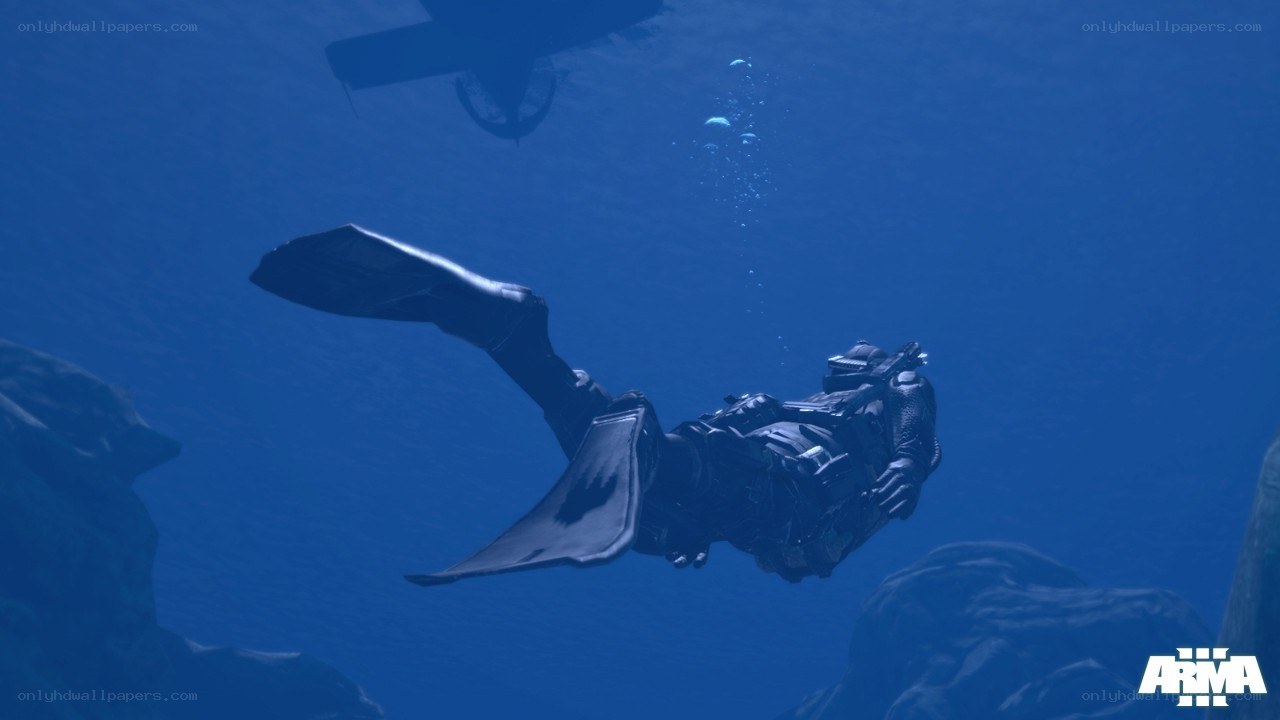 diver underwater in game