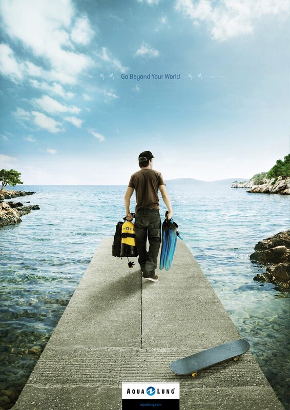 Diver walking to the sea
