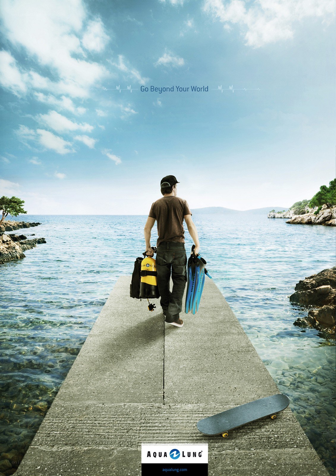 Diver walking to the sea
