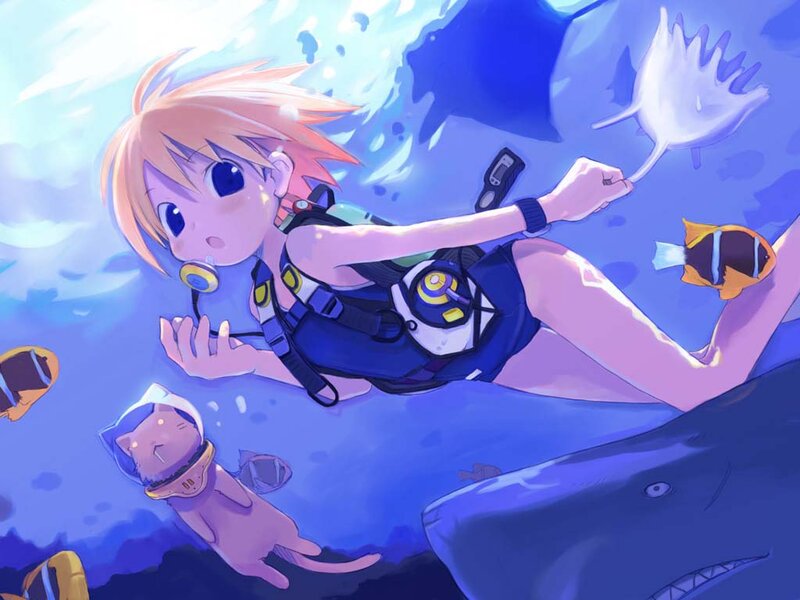 Diver with Cat Underwater