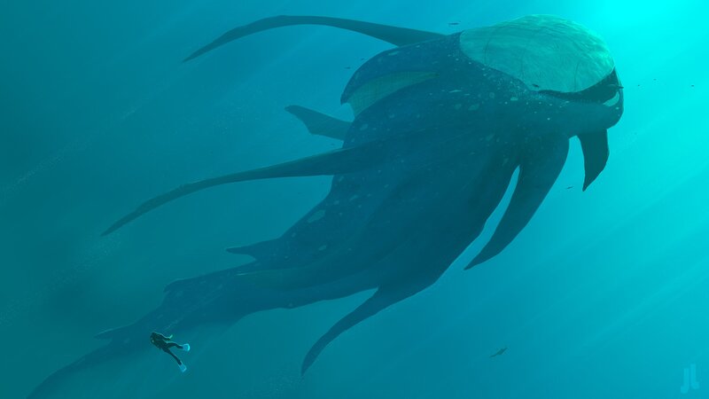 Diver with Giant Squid