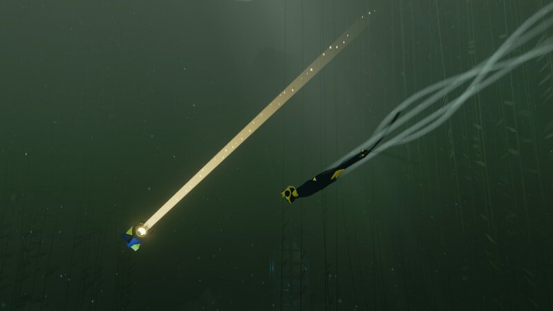 Diver with Light Beam