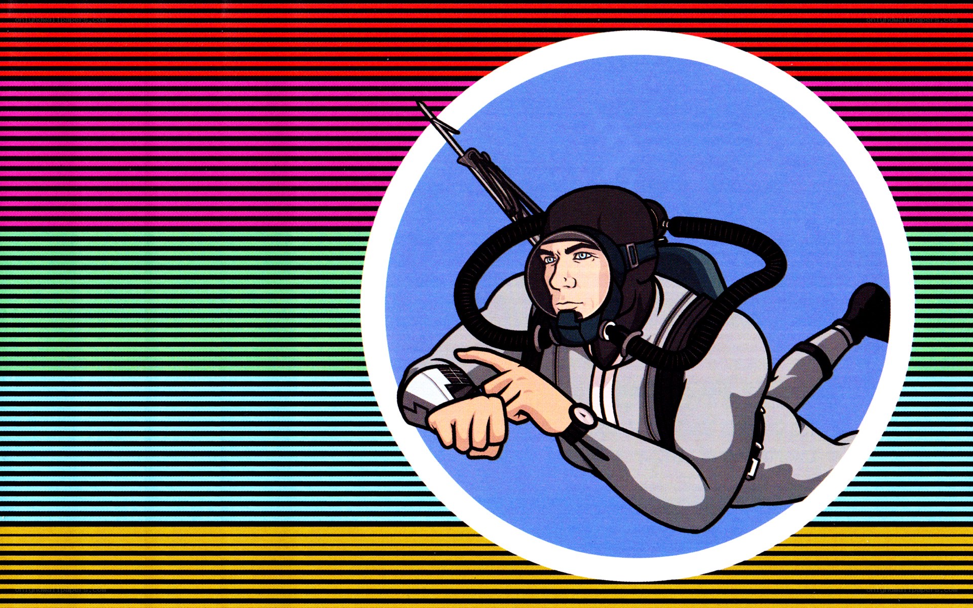 diver with rifle illustration