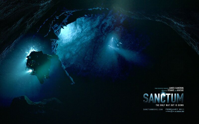 Divers in Underwater Cave — Blue
