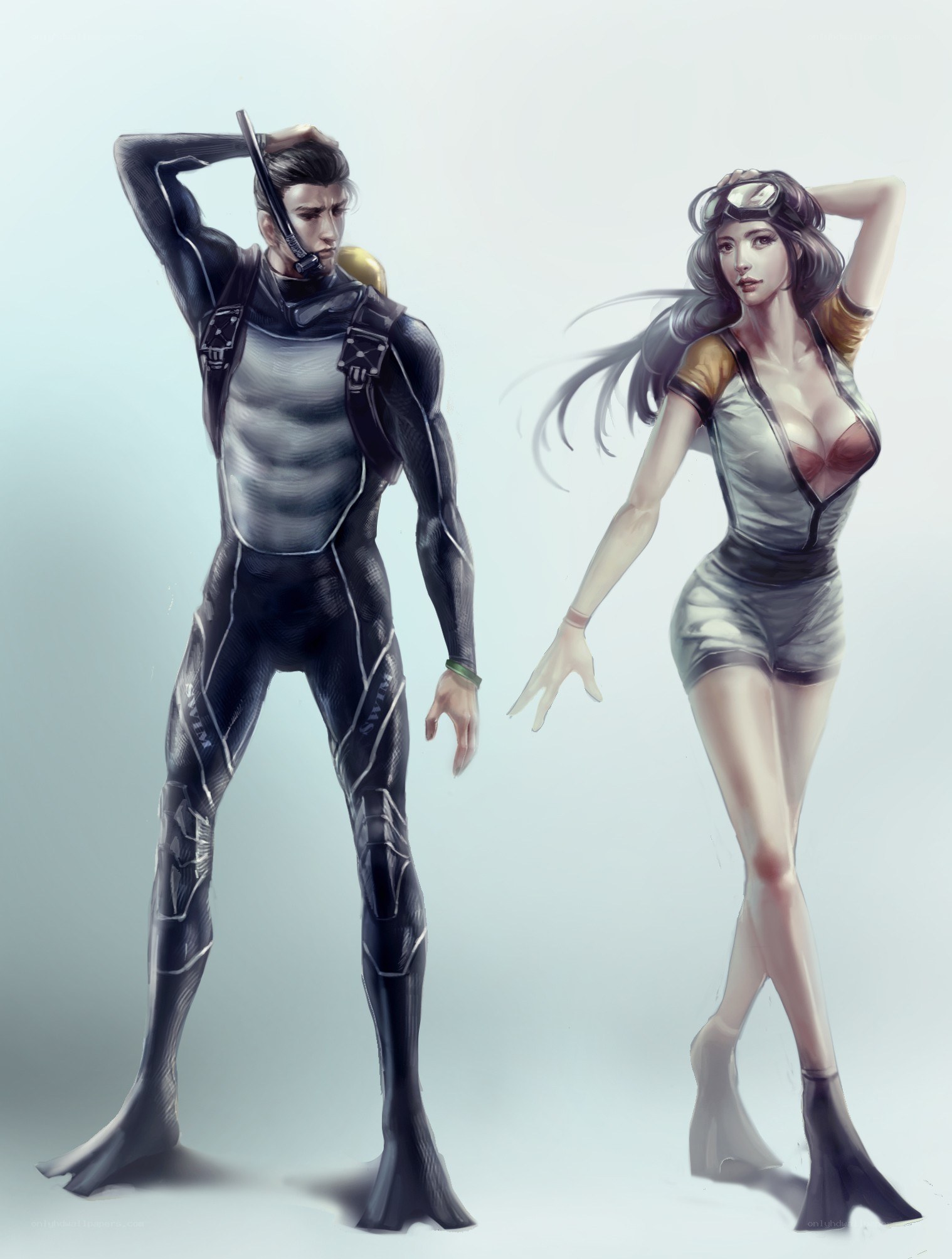 divers in wetsuits
