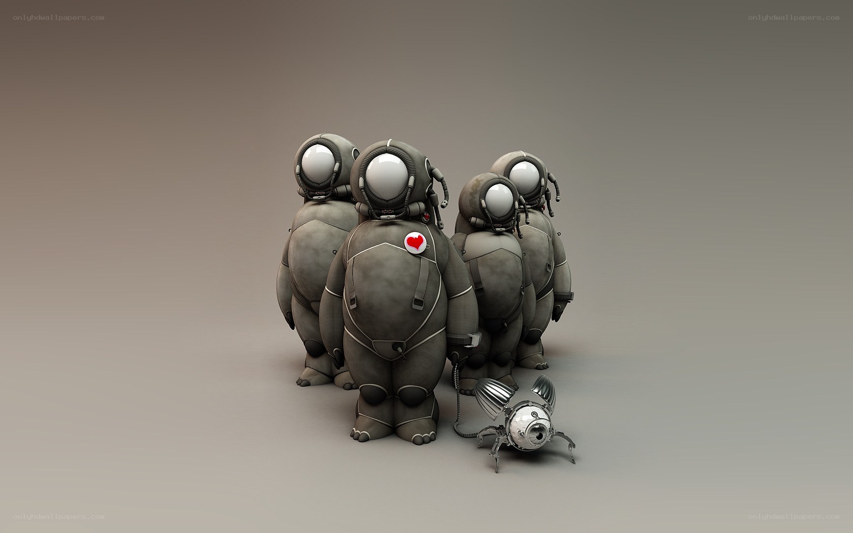 divers with robot companion