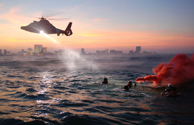 Divers with Smoke Flare