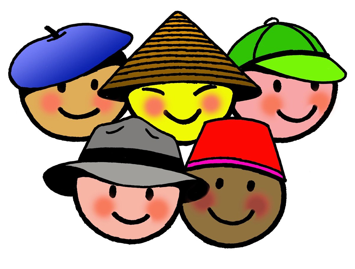 diverse children wearing hats