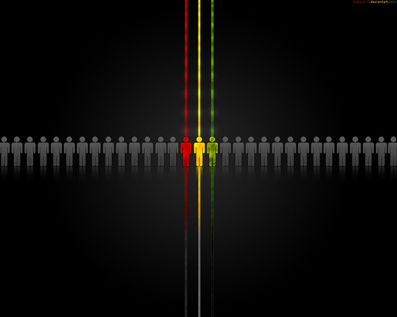 diverse figures in a line