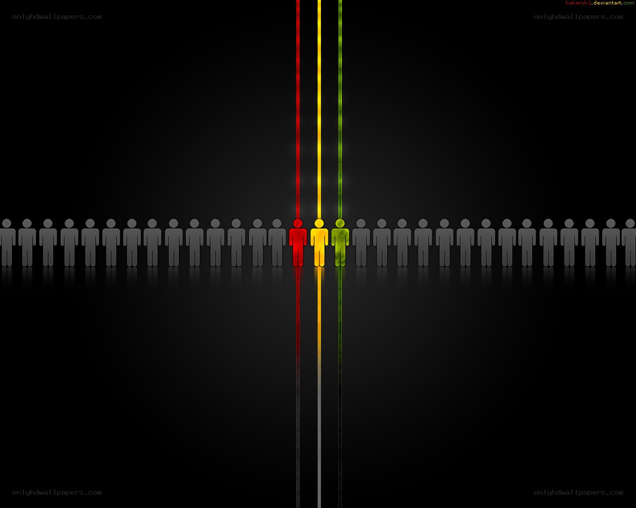 diverse figures in a line