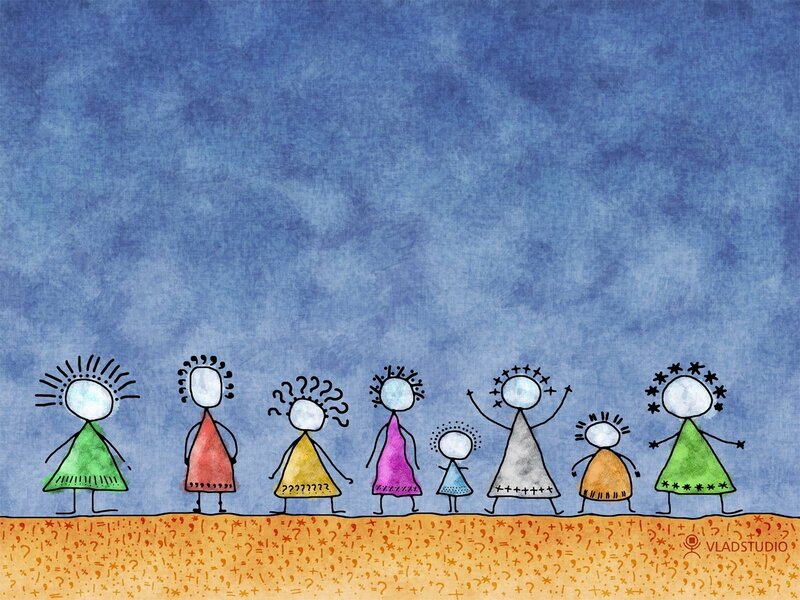 Diverse group of stick figures