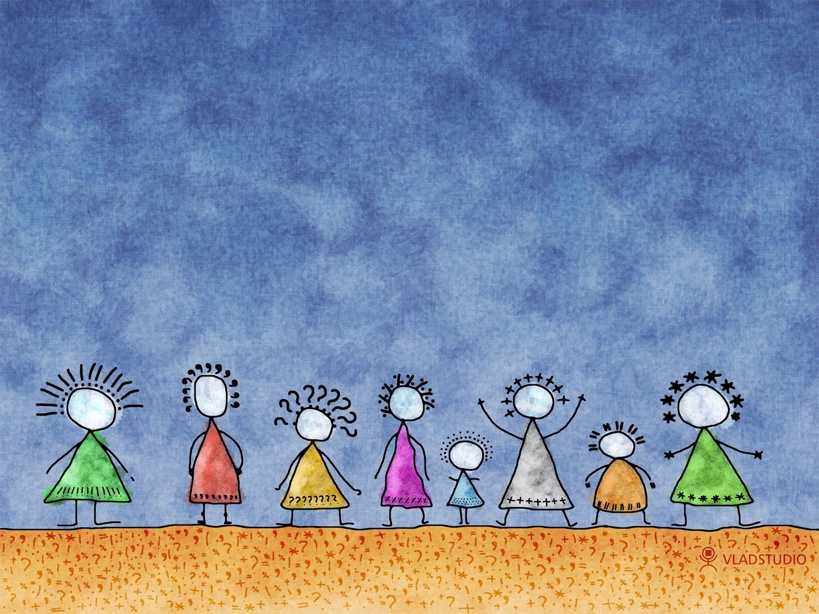 Diverse group of stick figures