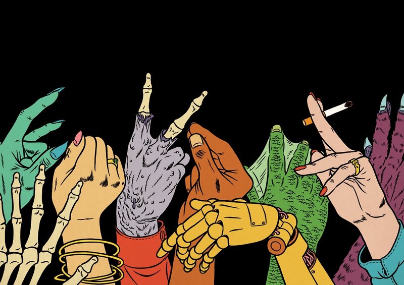 diverse hands in a crowd