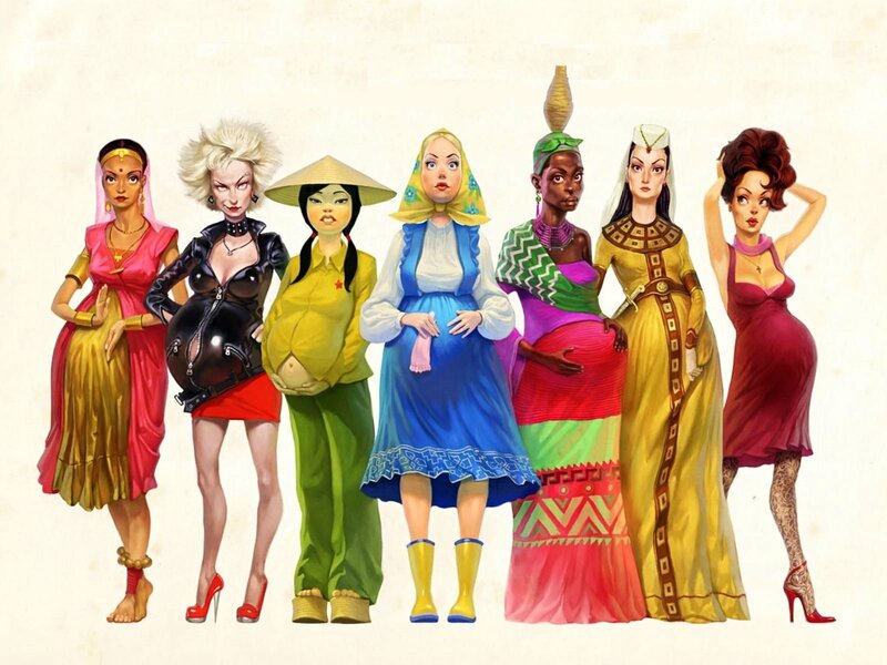 diverse pregnant women illustration