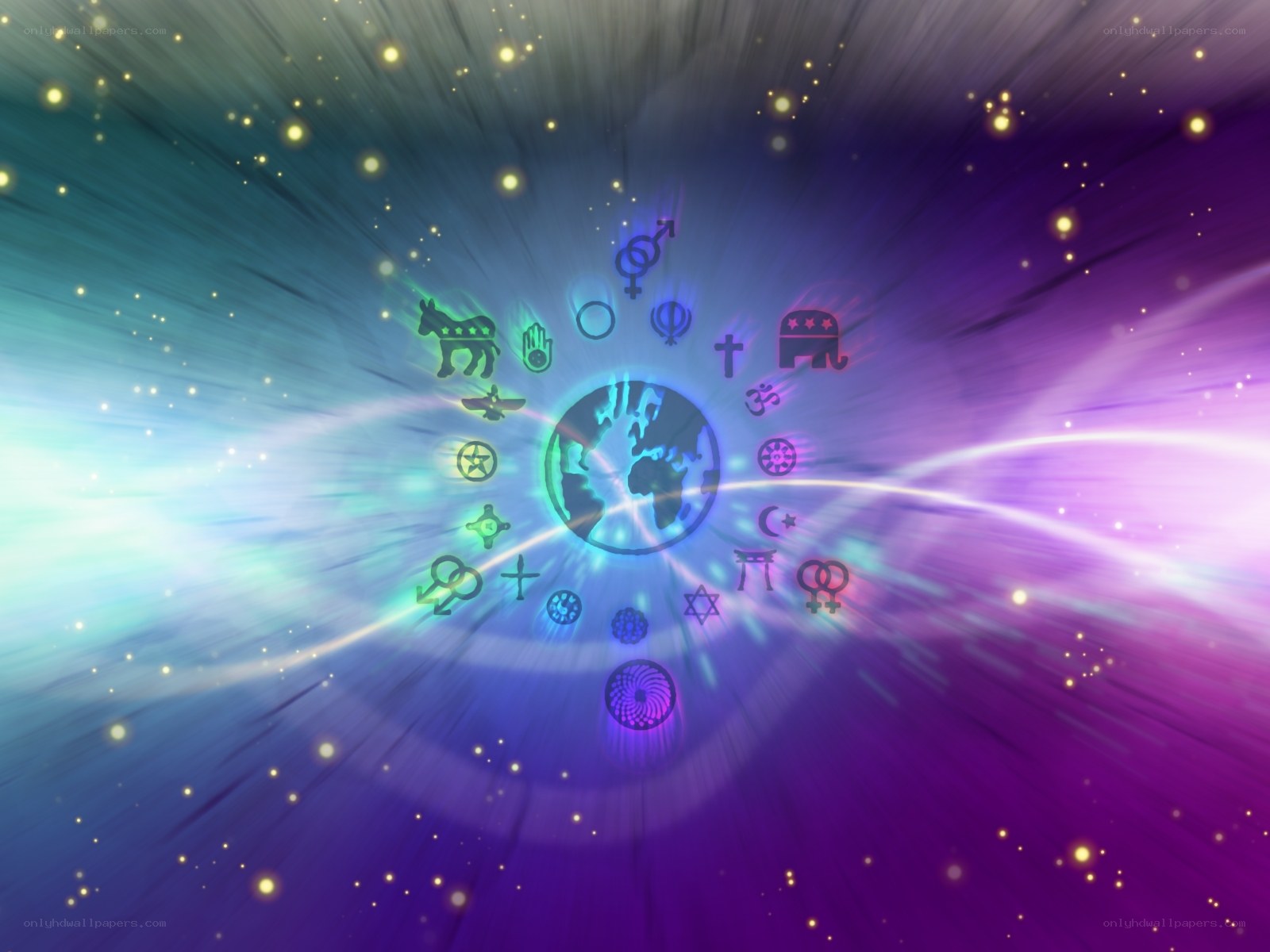 diverse symbols around globe