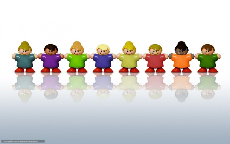 diverse toy figures holding hands