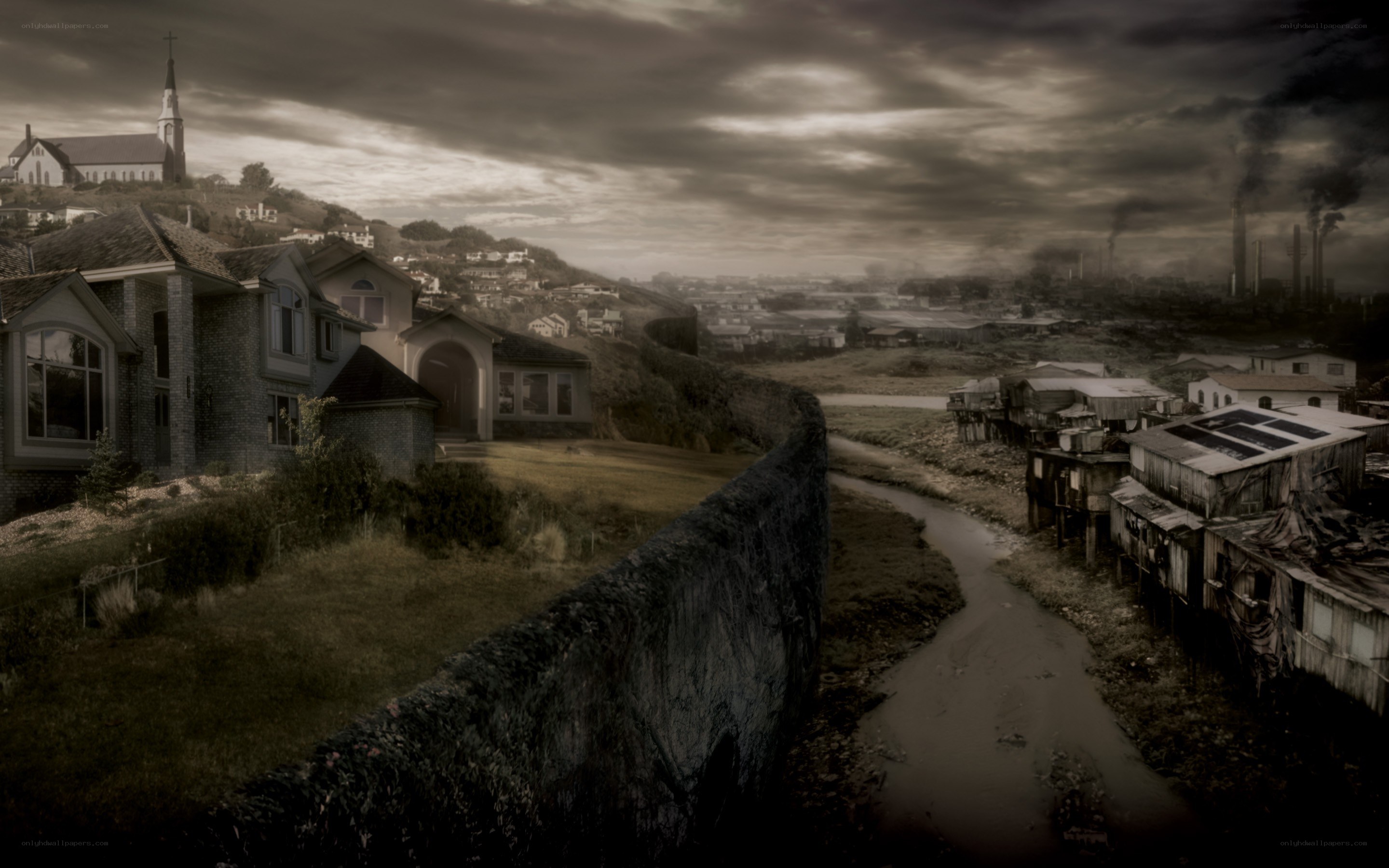 Divided town landscape