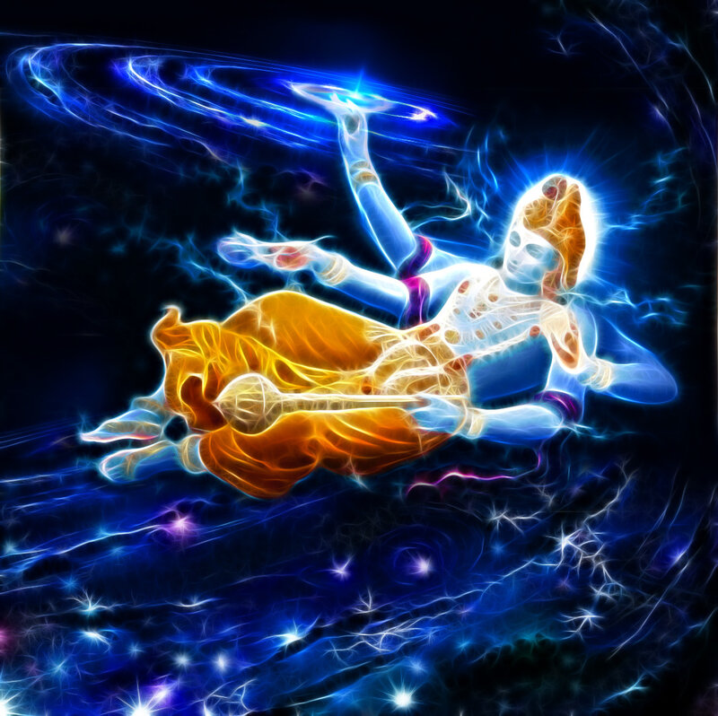 Divine figure in cosmic energy