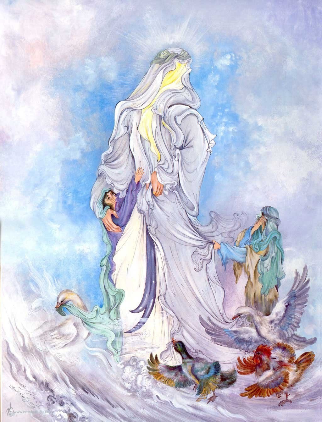 Divine figure with followers
