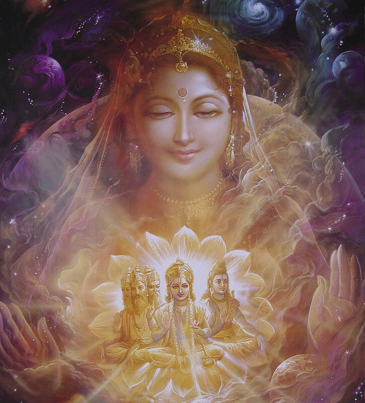 Divine figures in cosmic setting