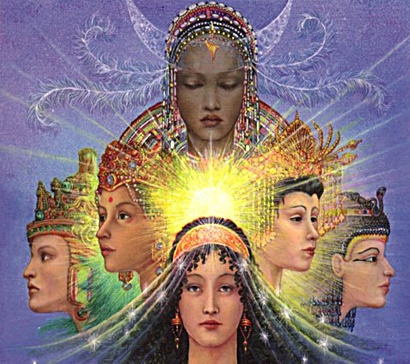 divine figures in radiant light