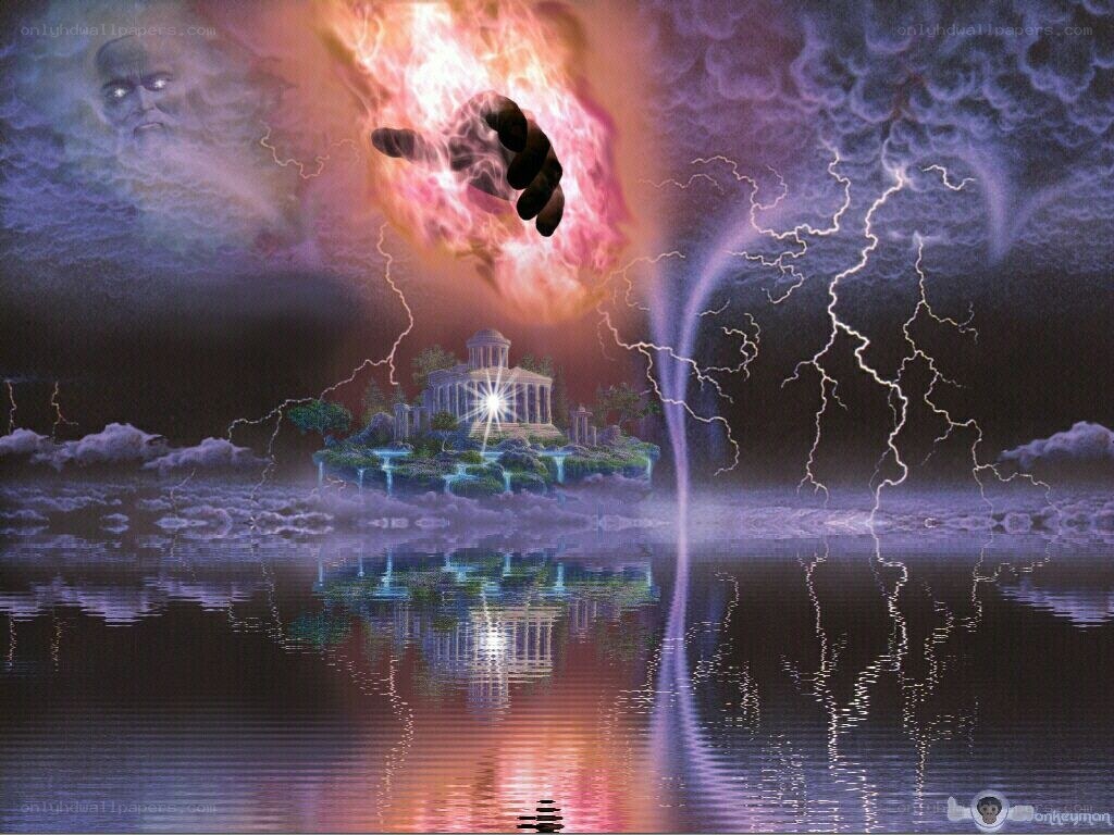 Divine hand over temple island