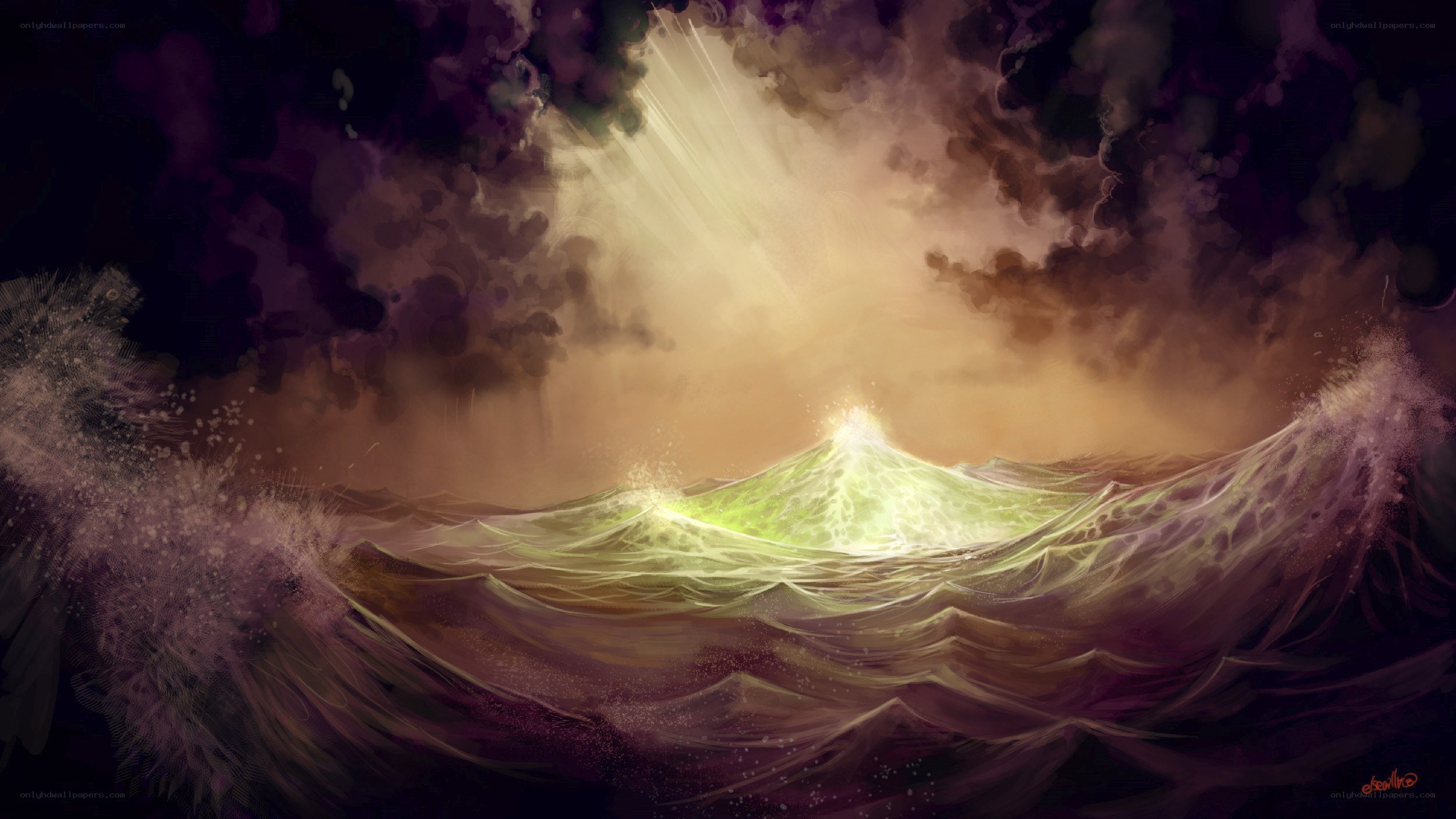 Divine light over stormy sea