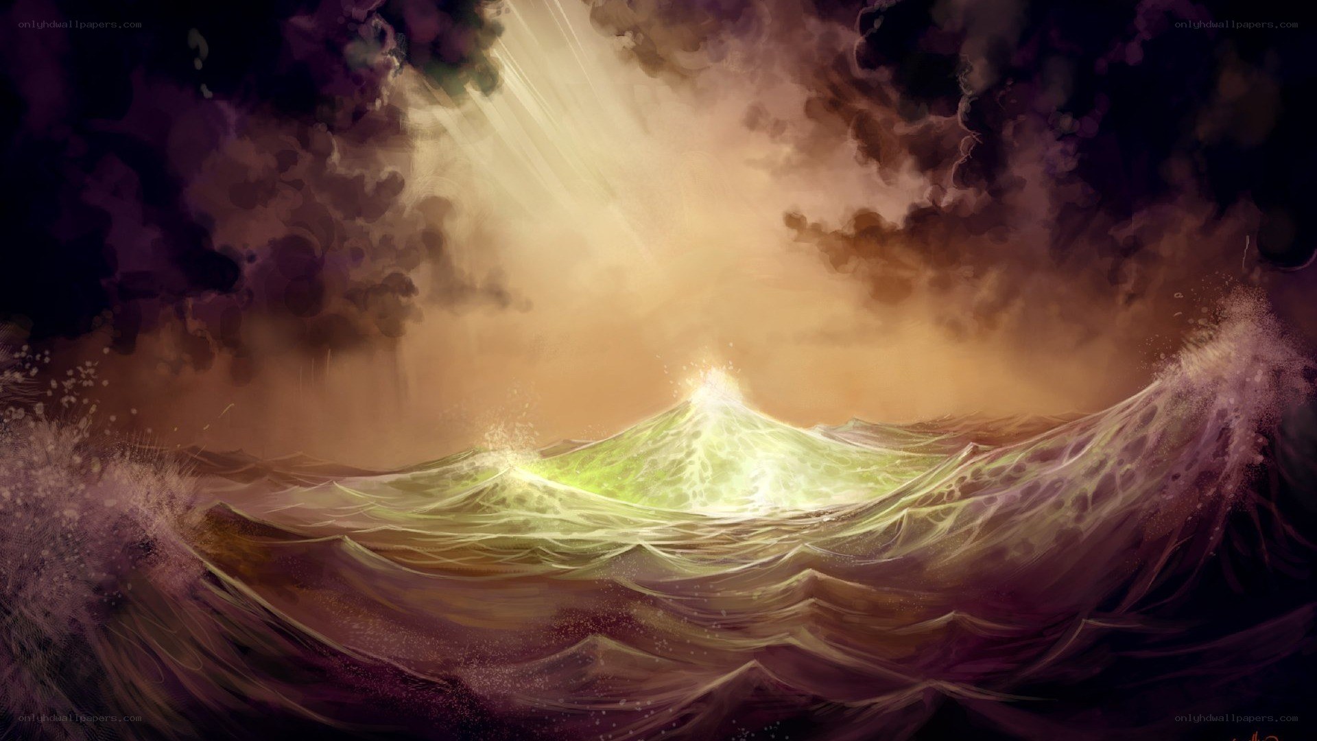 Divine light over stormy sea